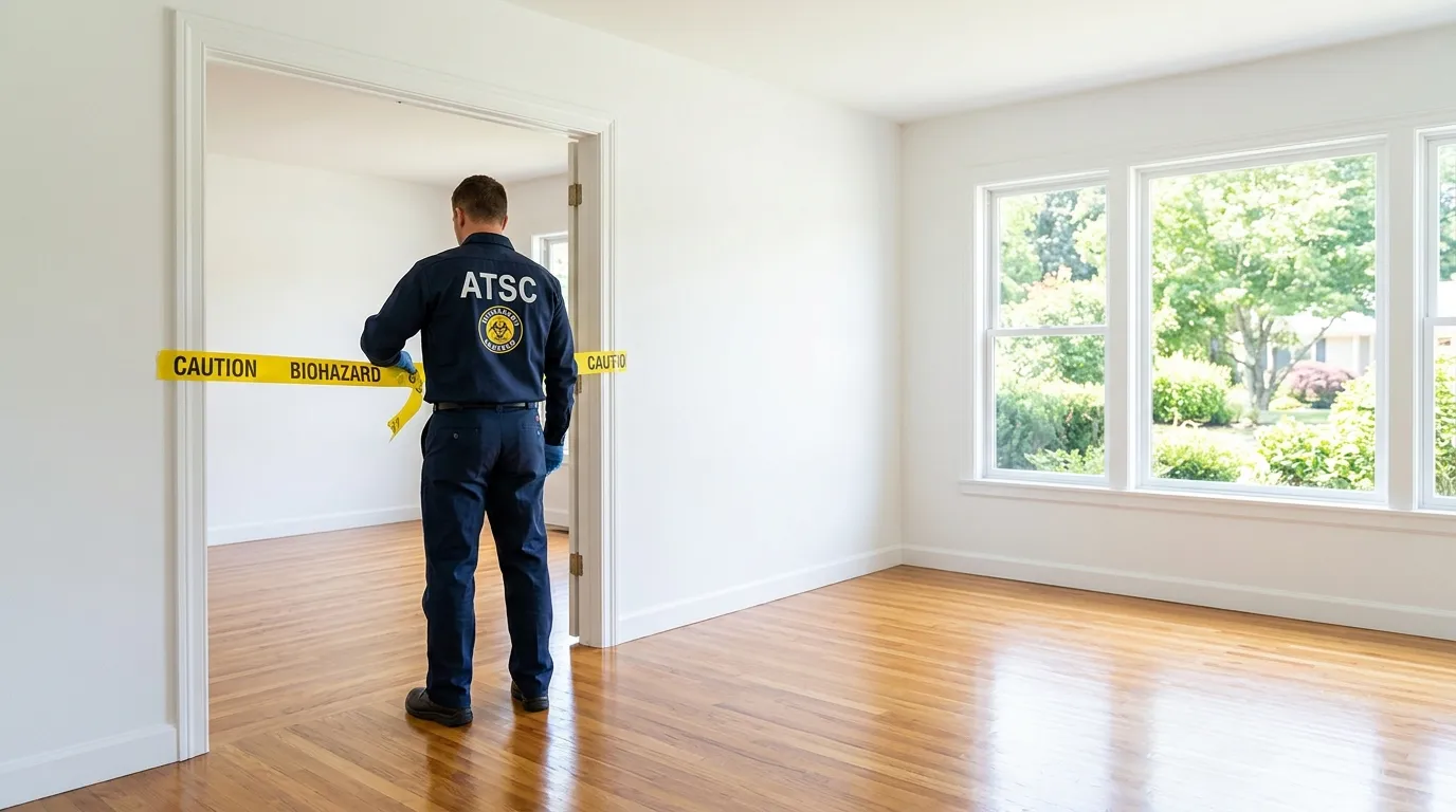 Certified biohazard cleanup crew performing Trauma Scene Cleanup in Foxborough